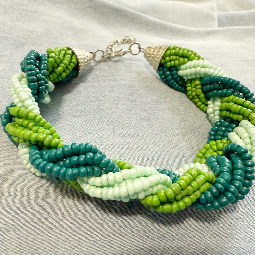 Green and Teal Beaded Necklace